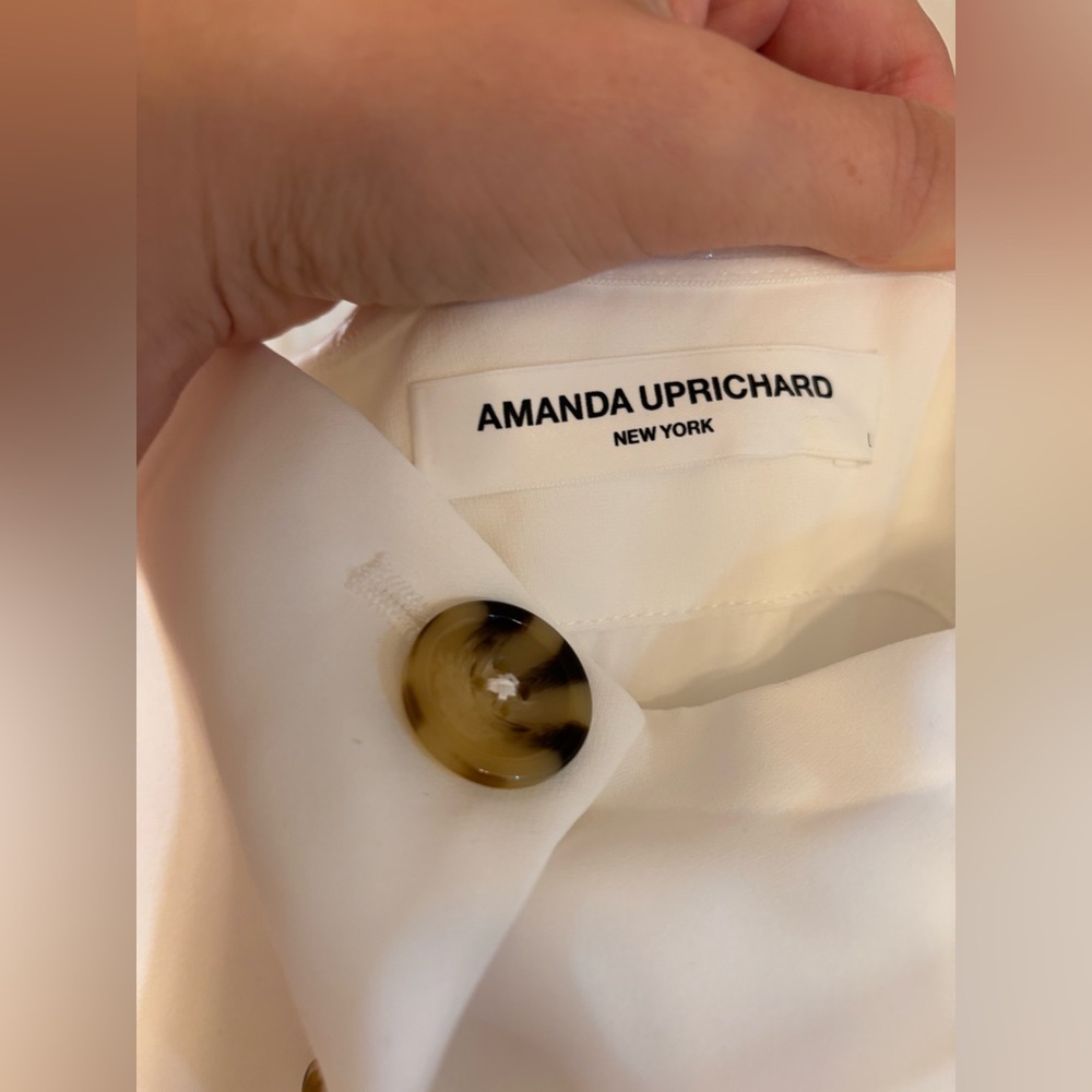 new Amanda Uprichard Yadira twofer layered button down jumpsuit in ivory - Picture 7 of 9